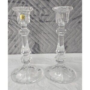 Pair of Longchamp Cristal D’ Arques 24% Lead Crystal Candlestick Holders Vintage